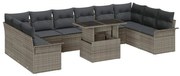 vidaXL 11 Τεμαχίων Σετ Καναπέ Κήπου με Μαξιλάρια Γκρι Πολυ Ρατάν