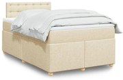 vidaXL Κρεβάτι Boxspring με Στρώμα Κρεμ 120x190 εκ. Υφασμάτινο