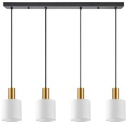 SE21-GM-4-4BL-SH1 ADEPT TUBE Gold Matt Pendant White Fabric Shade+