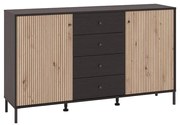 Κομότα - Μπουφές Correze 3K4F Μαύρο Δρύς -Artisan Oak 157x40x93 εκ. 157x40x93 εκ.