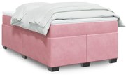 vidaXL Κρεβάτι Boxspring με Στρώμα Ροζ 120x190 εκ. Βελούδινο