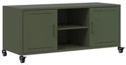 Έπιπλο Τηλεόρασης Πράσινο Λαδί 100,5x39x43,5 εκ. από Ατσάλι 846666