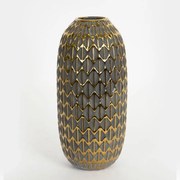 Βάζο Κεραμικό 752-20237 13,8x13,8x28,5cm Grey-Gold Estheti Home Κεραμικό