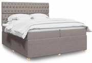 vidaXL Κρεβάτι Boxspring με Στρώμα Taupe 200x200 εκ. Υφασμάτινο