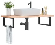 vidaXL Ράφι Νιπτήρα Τοίχου από Ατσάλι / Μασίφ Ξύλο Οξιάς