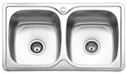 Karag E 54 Νεροχύτης Κουζίνας Διπλός Inox Σατινέ Ανοξείδωτο Ατσάλι 820 x 500 mm