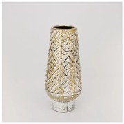 Βάζο Κεραμικό Λευκό &amp; Χρυσό 13x13x33cm 752-20061 Estheti-752-20061-Λευκό-Χρυσό 752-20061