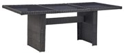 vidaXL Τραπεζαρία Κήπου Μαύρη 200x100x74 εκ. από Γυαλί/Συνθετικό Ρατάν