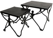 Τραπεζάκι ArteLibre Άνθρωποι Μαύρο Αλουμίνιο 58x58x49cm Σετ 2Τμχ