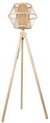 01985 GloboStar®  POPPY 01985 Boho Επιδαπέδιο Φωτιστικό Μονόφωτο 1 x E27 IP20 Μπεζ Ξύλο - Μ58 x Π58 x Υ151cm