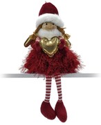 Χριστουγεννιάτικος Άγγελος Καθιστός Με Καρδιά Κόκκινο 49cm