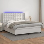 ΚΡΕΒΑΤΙ BOXSPRING ΜΕ ΣΤΡΩΜΑ &amp; LED ΛΕΥΚΟ 180X200 ΕΚ. ΣΥΝΘ. ΔΕΡΜΑ 3139398