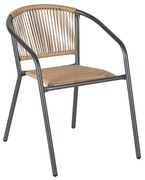 PATTY Πολυθρόνα Στοιβαζόμενη Κήπου, Μέταλλο Βαφή Ανθρακί, PE Rattan Φυσικό 54x61x73cm