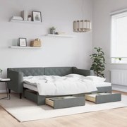 Καναπές Κρεβάτι Συρόμενος Σκούρο Γκρι 90x190 εκ Ύφασμα Συρτάρια - Γκρι