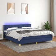 Κρεβάτι Boxspring με Στρώμα & LED Μπλε 160x200 εκ. Υφασμάτινο