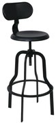 WOODWELL Ε5138,1BRUNO Σκαμπό BAR με Πλάτη, Μέταλλο Βαφή Μαύρο, Ύψος Ρυθμιζόμενο, Περιστρεφόμενο 43x50x67/91-82/106cm Ε5138,1