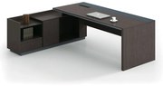 WOODWELL ΕΟ819,LADVANCE Γραφείο Αριστερή Γωνία Σκούρο Καρυδί - Sky Grey 180x80/160x40 (H.75)cm ΕΟ819,L