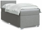 vidaXL Κρεβάτι Boxspring με Στρώμα Ανοιχτό Γκρι 90x200 εκ. Υφασμάτινο