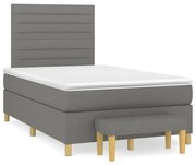 Κρεβάτι Boxspring με Στρώμα Σκούρο Γκρι 120x190 εκ Υφασμάτινο - Γκρι