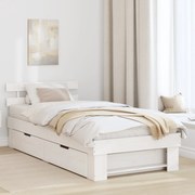 vidaXL Σκελετός Κρεβατιού Λευκό 90 x 190 cm Μασίφ ξύλο πεύκου