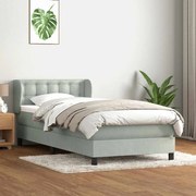 Box Spring κρεβάτι με στρώμα ανοιχτό γκρι 90x220 εκ. Βελούδινο