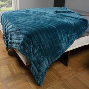 Κουβέρτα Coral Fleece Ριγέ 13 Petrol DimCol Μονό 160x220cm Πολυέστερ