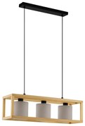 Φωτιστικό Κρεμαστό Ράγα L770xB200xH1500mm 3xE27 Ξύλο-Μαύρο-Ύφασμα Καπουτσίνο Eglo Stars of Lights Granados 390108