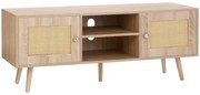 VEVOR Rattan TV Stand, Boho TV Cabinet for 55 inch TV, Mid Century Modern TV Stand, Rattan TV Console with Adjustable Shelfs for  Living Room, Media Room, Oak