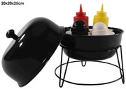 Σετ δοχείων μπαχαρικών και σάλτσας BBQ FOODTRUCK (22271158) 5 τεμάχια, Μεταλλική βάση, πλαστικά δοχεία, 20x20x25cm, Μαύρο