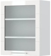Ντουλάπι κρεμαστό Hudson V7-60-1KS με βιτρίνα-Λευκό - Λευκό γυαλιστερό - 60.00Χ32.00Χ72.00cm