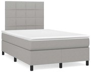 vidaXL Κρεβάτι Boxspring με Στρώμα & LED Αν.Γκρι 120x190εκ. Υφασμάτινο