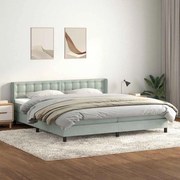 vidaXL Κρεβάτι Boxspring με Στρώμα Ανοιχτό Γκρι 180x210 εκ. Βελούδινο