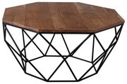Τραπεζάκι Σαλονιού Glen ΕΑ7081 82x82x40cm Black Natural Μέταλλο,Ξύλο