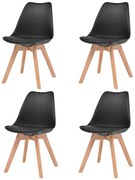 vidaXL Καρέκλες Τραπεζαρίας 4 τεμ. Μαύρες Πλαστικές