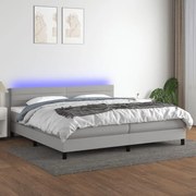 ΚΡΕΒΑΤΙ BOXSPRING ΜΕ ΣΤΡΩΜΑ &amp; LED ΑΝ.ΓΚΡΙ 200X200ΕΚ. ΥΦΑΣΜΑΤΙΝΟ 3133261