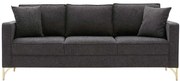Καναπές Τριθέσιος Berlin 825BLC2795 220x91x83cm Anthracite-Gold