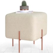 Σκαμπό Copper 209FLF1188 40x40x42cm Cream