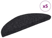 vidaXL Πατάκια Σκάλας Αυτοκόλλητα 5 τεμ. Μαύρα 56x17x3 εκ Βελονιασμένα