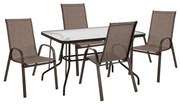 Σετ Κήπου Τραπεζαρία HM10565.02 5 τεμ Μεταλλικό Καφέ με Τραπέζι 120x70x71 εκ. &amp; 4 Καρέκλες Leon