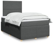 ΚΡΕΒΑΤΙ BOXSPRING ΜΕ ΣΤΡΩΜΑ ΣΚΟΥΡΟ ΓΚΡΙ 120X200 ΕΚ. ΥΦΑΣΜΑΤΙΝΟ 3294317