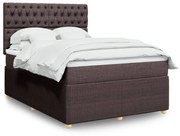 Κρεβάτι Boxspring με Στρώμα Σκούρο Καφέ 140x190 εκ. Υφασμάτινο - Καφέ