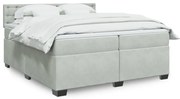vidaXL Κρεβάτι Boxspring με Στρώμα Ανοιχτό Γκρι 200x200 εκ. Βελούδινο