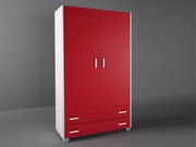 Intrahome Ντουλάπα παιδική δίφυλλη σε χρώμα λευκό ρουστίκ-κόκκινο 105x50x180 Intrahomesa-00652197