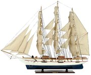 Ξύλινο Καράβι Ιστιοφόρο Cutty Sark 150x23xH124cm Χρώμα Λευκό-Μπλε 31122