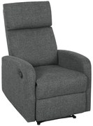 HOMCOM Πολυθρόνα relax, ρυθμιζόμενη πολυθρόνα με προσαρμόσιμο υποπόδιο, μοντέρνα πολυθρόνα σαλονιού με υφασμάτινη επένδυση, γκρι