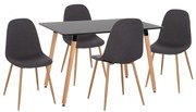 Σετ τραπεζαρίας MINARDO C21179 5 τμχ MDF TOP Μαύρο &amp; Καρέκλες Ύφασμα Γκρί σκούρο 120x80x73 εκ.