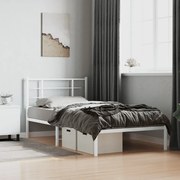 vidaXL Πλαίσιο Κρεβατιού με Κεφαλάρι Λευκό 100 x 200 εκ. Μεταλλικό