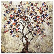 Πίνακας σε καμβά &quot;Tree And Leaves&quot; Megapap ψηφιακής εκτύπωσης 100x100x3εκ.