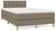 vidaXL Κρεβάτι Boxspring με Στρώμα &amp; LED Taupe 120x190 εκ. Υφασμάτινο