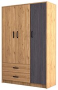 Ντουλάπα Τρίφυλλη Grande 389MZA1605 120x48x181,8cm Oak-Grey Τρίφυλλη